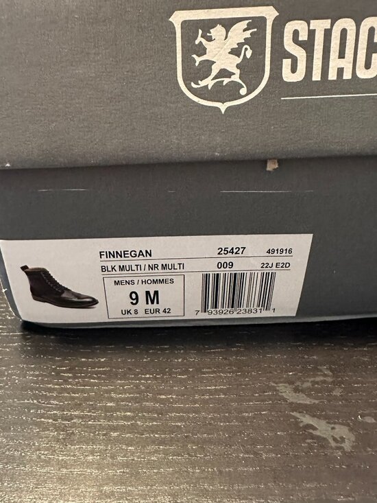 NEW in box Stacy Adams Finnegan Wingtip Lace-Up Boot Black Multi‎ 25427 Size 9 main image 6